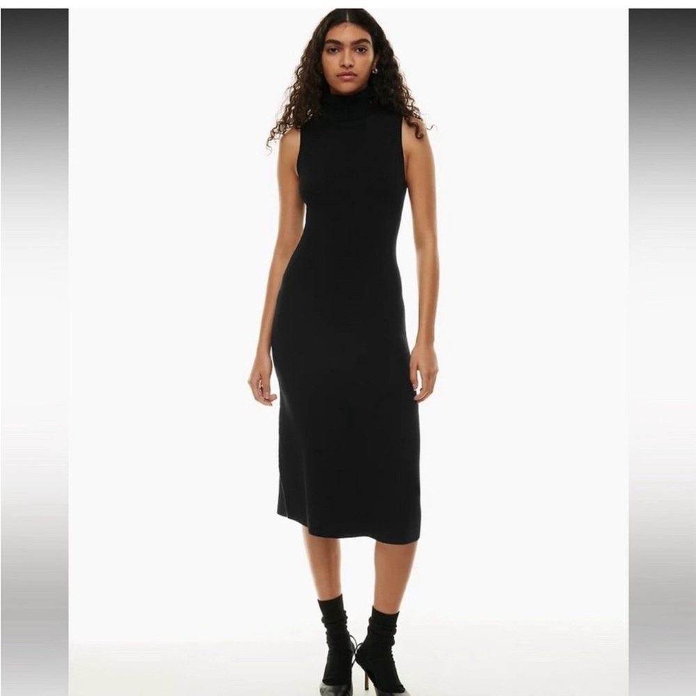 Wilfred By Aritzia Mimi Dress Black Turtle Neck Ribbed Bodycon Size xs NWT